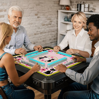 Kitty Ghost Brigade Pink And Green Halloween Mahjong Mat - Splash Of Mahj And Color Co.