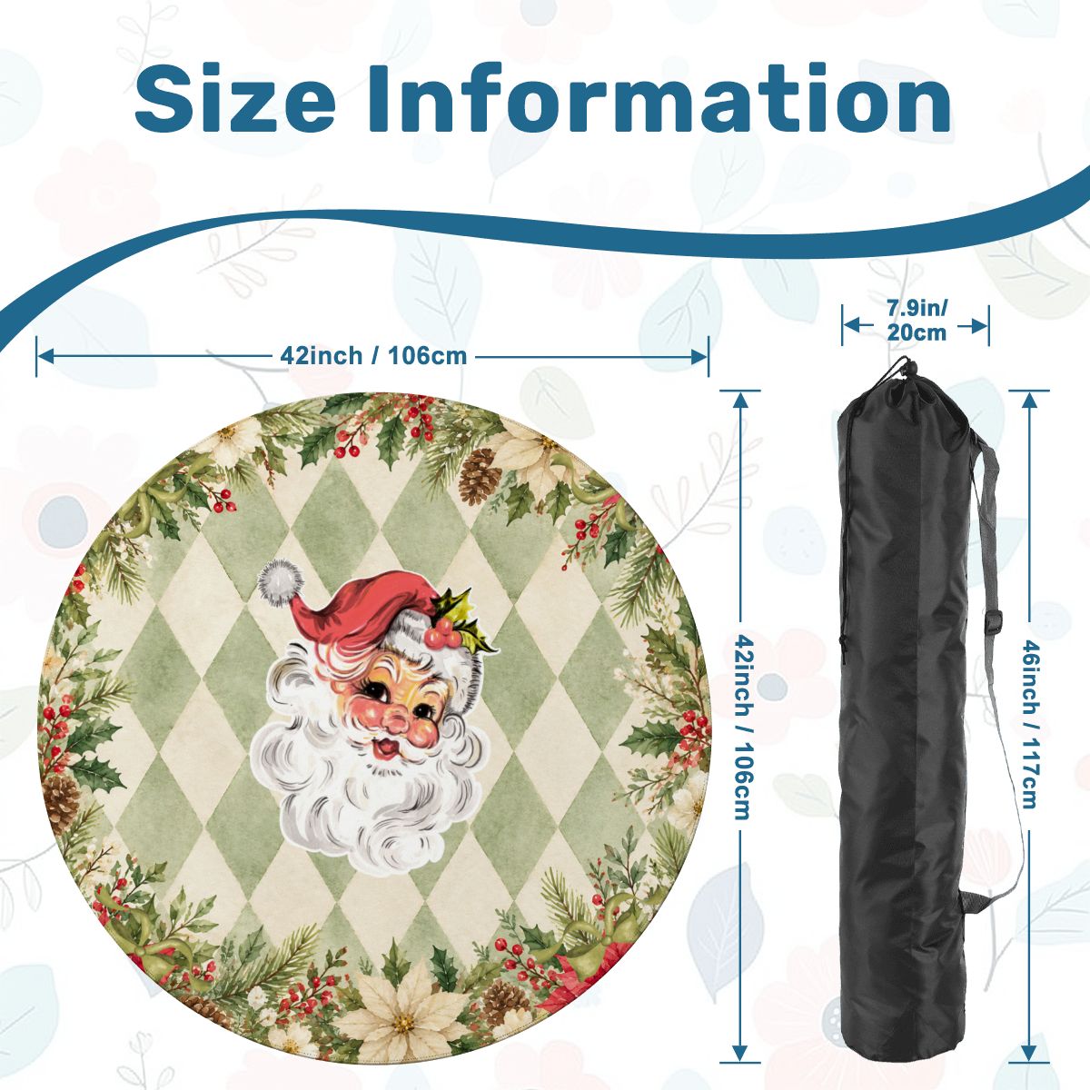 Vintage Santa Harlequin Christmas Round Mahjong Mat