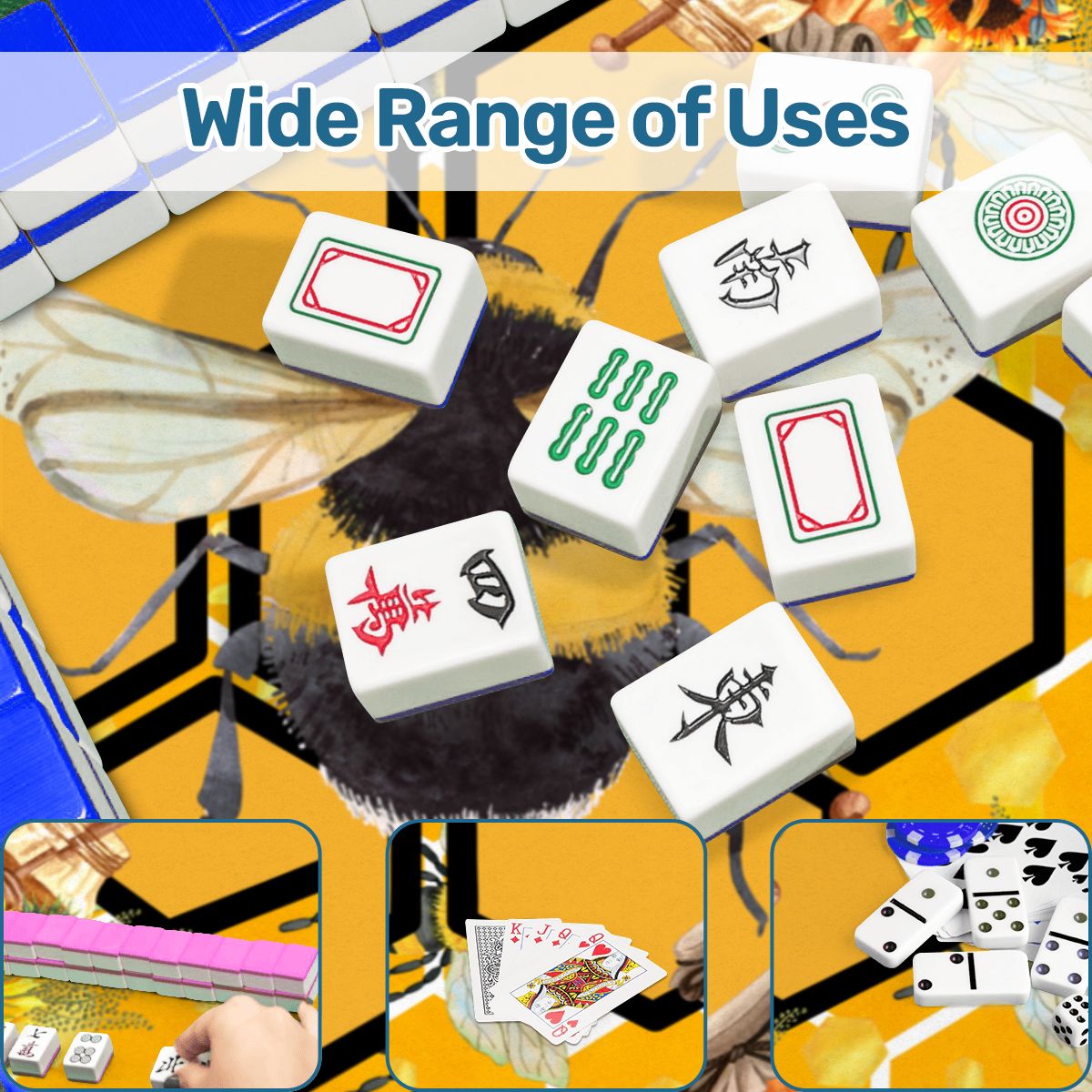 Mahjong Bumble Bee Mat, Sunflower Yellow Honey Pot Mahj Mat - Splash of Color Co.