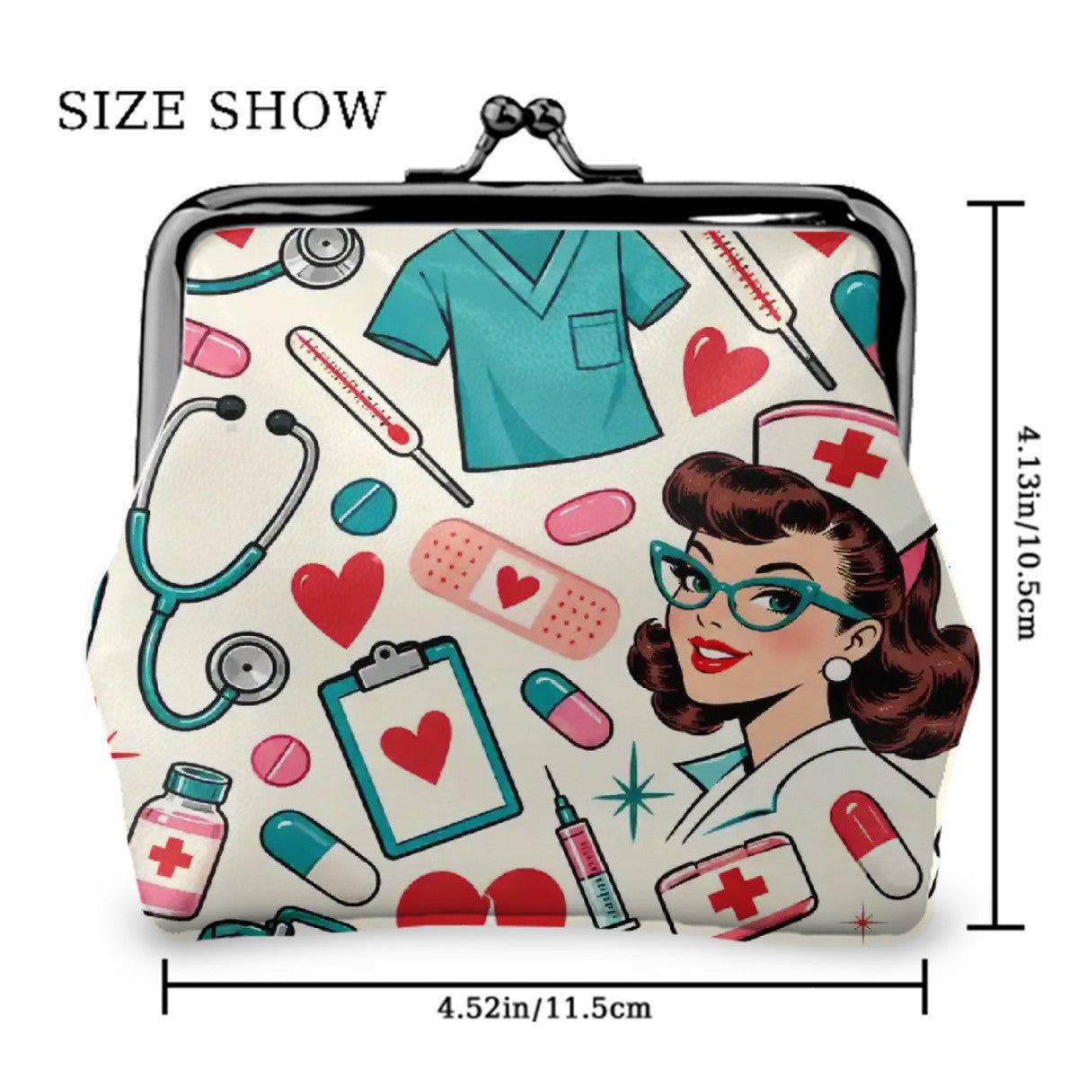 Mahj On Call Healthcare Worker Women's Leather Kiss Lock Coin Purse - Splash Of Mahj And Color Co.