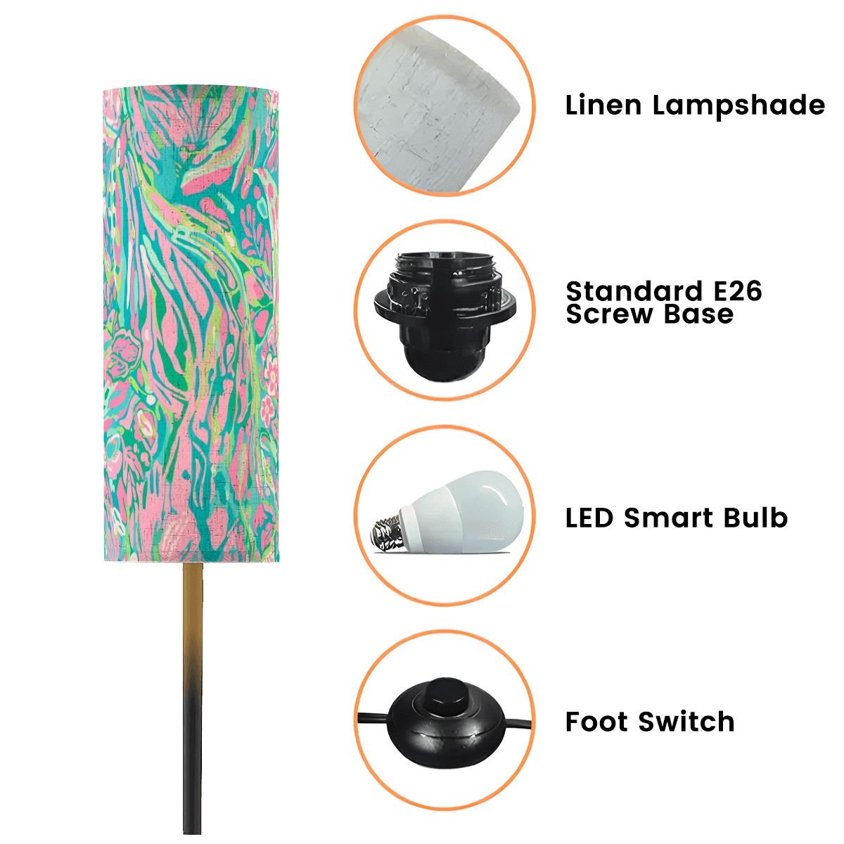 Palms Of Florida Preppy Pastel Modern Floor Lamp - Splash of Color Co.