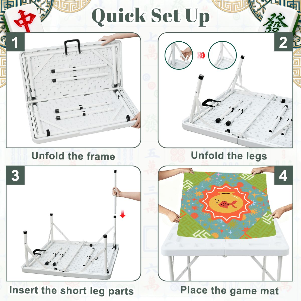 Mod Fish Mini Mahj Mat And Foldable Mahjong Table - Splash of Color Co.