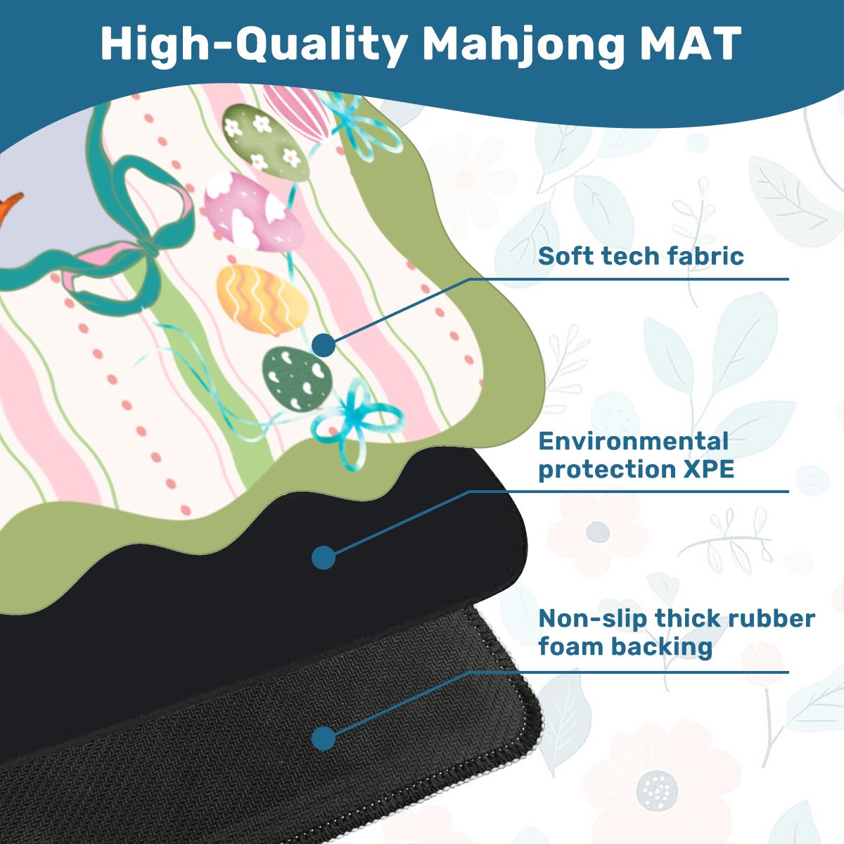 Spring Easter Chic Scalloped Mahjong Mat - Splash of Color Co.