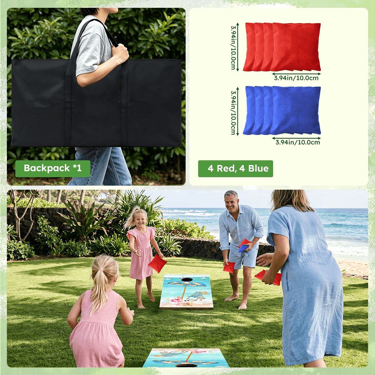 Nostalgic Beach Vibes Coastal Cornhole Set