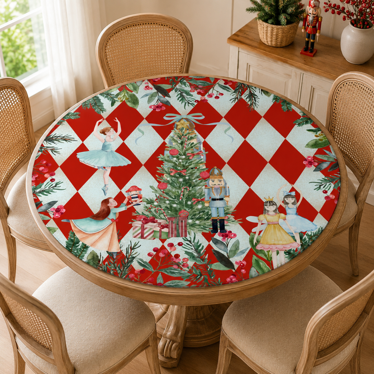 Harlequin Christmas Nutcracker Round Mahjong Mat