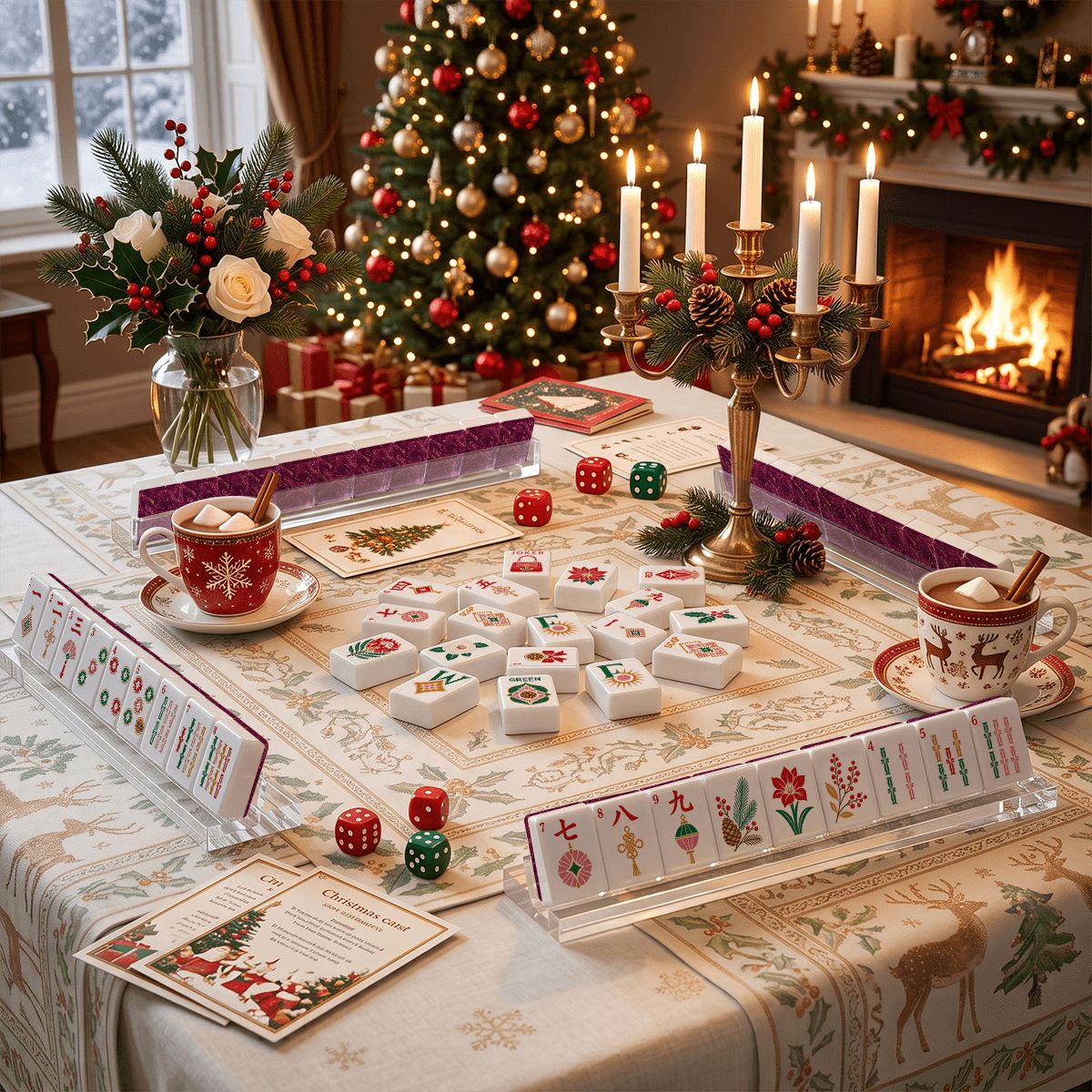 Sugar Plum Swirl Christmas Glam Holiday Christmas Mahjong Tiles And Carry Case - Splash Of Mahj And Color Co.