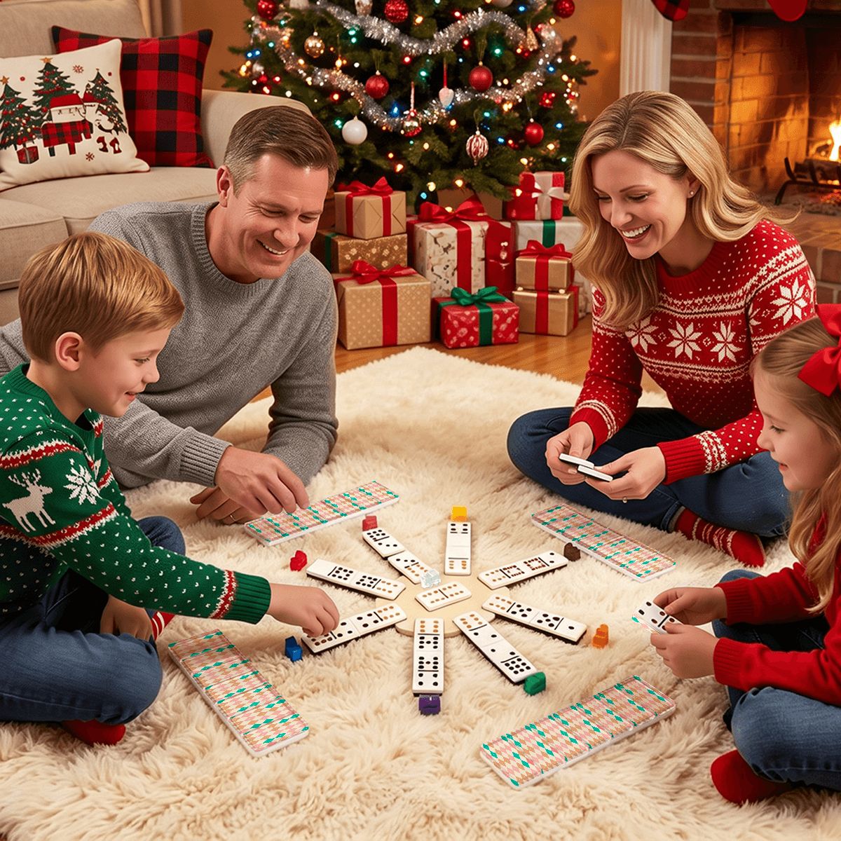 Whimsical Harlequin Design Double 12 Mexican Train Dominoes Set - Splash Of Mahj And Color Co.