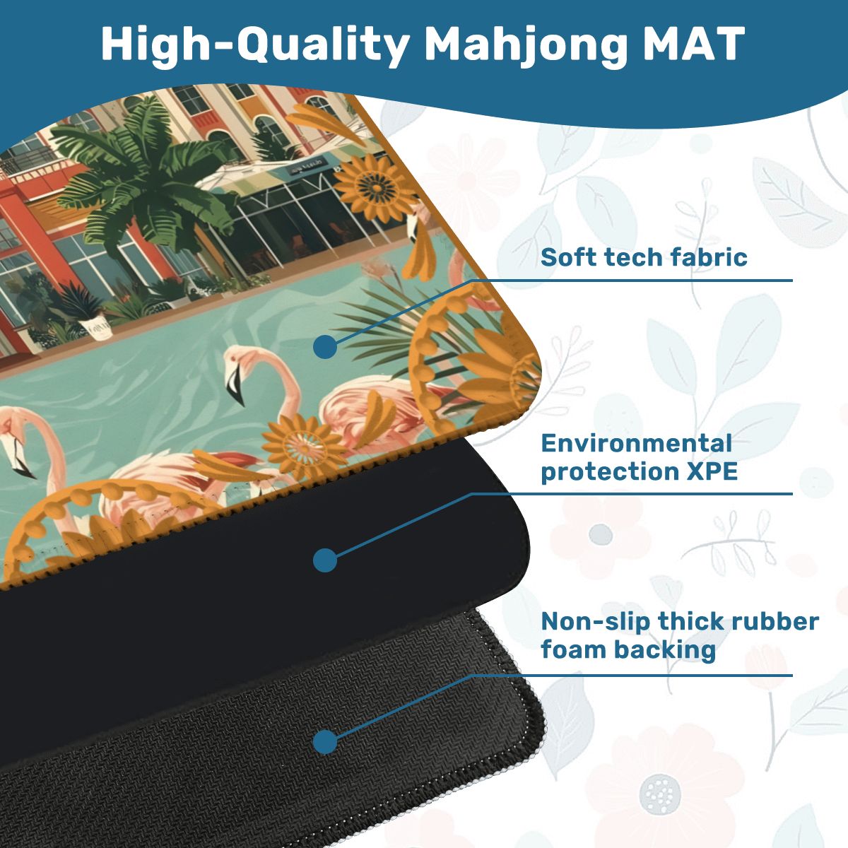 Art Deco Old World Florida Flamingo Row Mahjong Mat - Splash of Color Co.