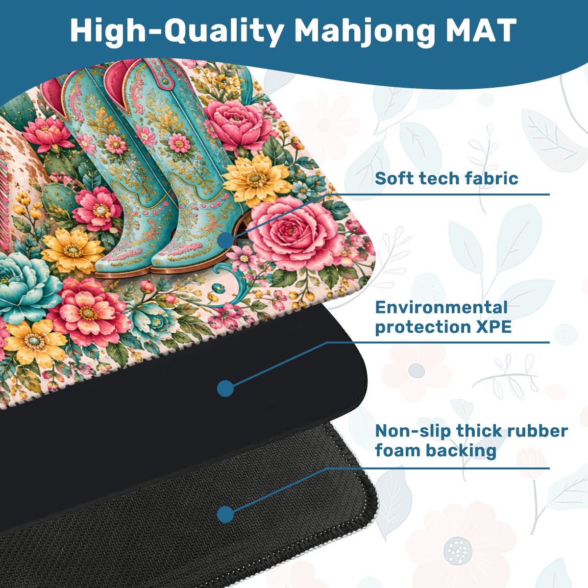 Holiday at the Hoedown Floral Pastels Mahjong Mat - Splash Of Mahj And Color Co.