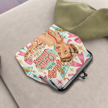 Funny Welcome To The Crak House Nostalgic Women's Leather Kiss Lock Coin Purse