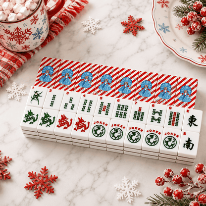 White Christmas Candy Cane Striped Sisters Sisters American Mahjong Tiles - Splash Of Mahj And Color Co.
