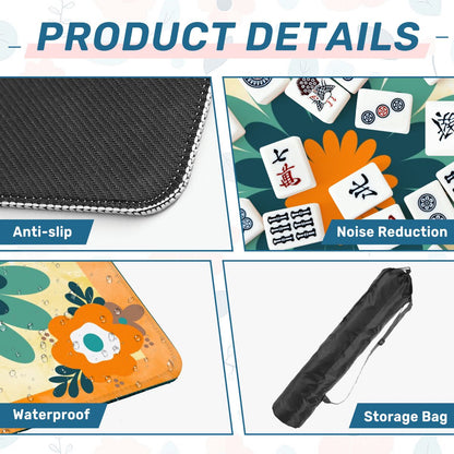 Boho Flower Infusion, Orange Blue Mahjong Game Mat