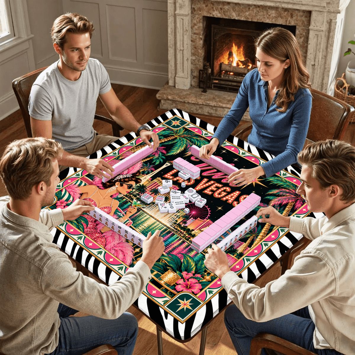 Viva Las Vegas Art Deco Mahjong Mat - Splash Of Mahj And Color Co.