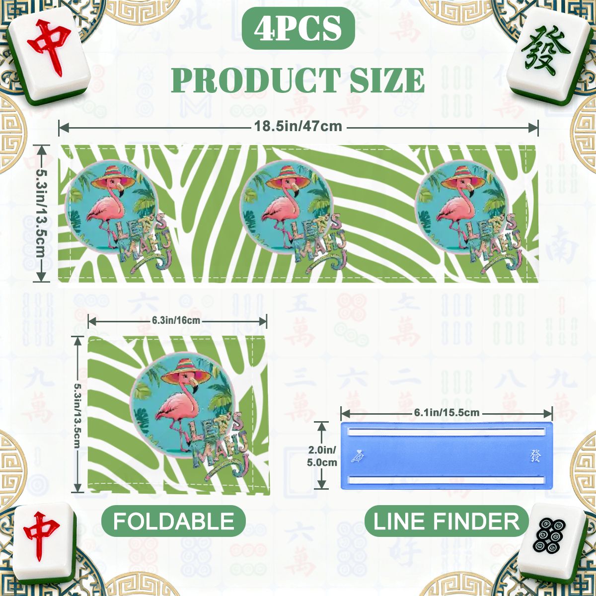 Let's Mahj Tropical Flamingo 4 Mahjong Card Holder with Line Finder - Splash of Color Co.