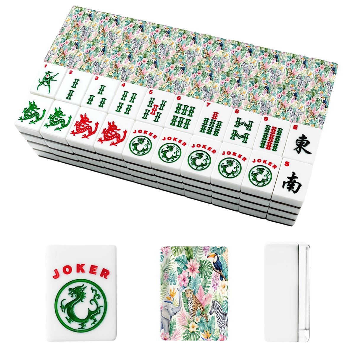 Jungle Love Traditional American Mahjong Tiles And Carry Case - Splash Of Mahj And Color Co.