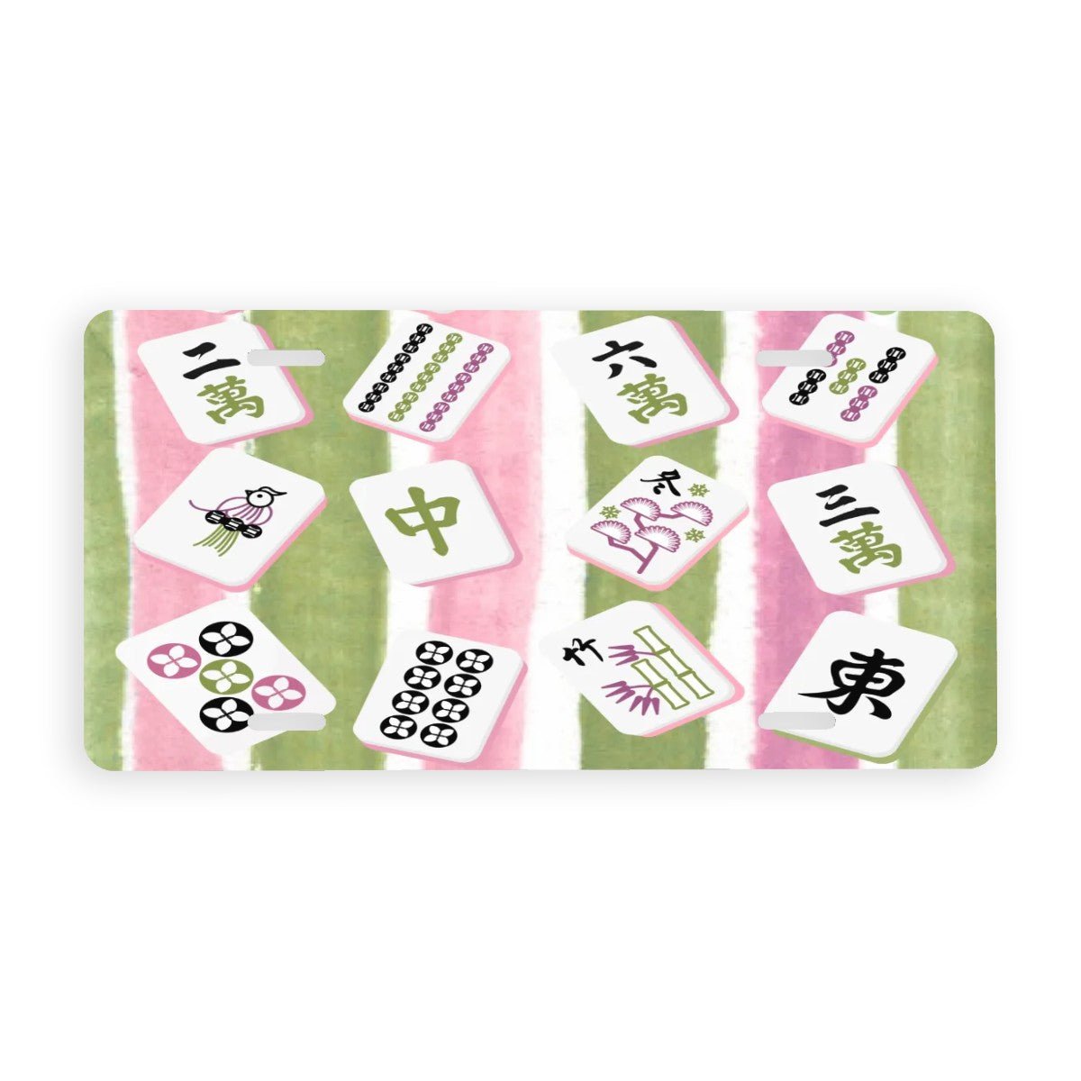 Preppy Mahjong Lover Pastels And Tiles Aluminum Thick License Plate - Splash of Color Co.