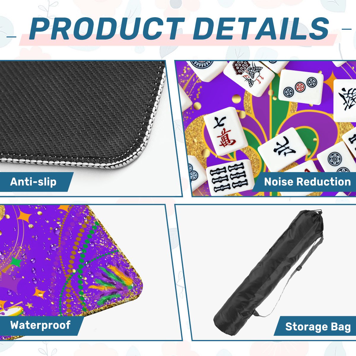 Mardi Gras Mahjong On Bourbon Street Carnival Glitz Mahjong Mat - Splash of Color Co.