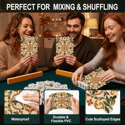 Old World Tuscan Scalloped Mahjong Shuffler Cards Set of 4 - Splash Of Mahj And Color Co.