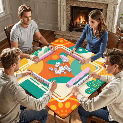The Modern GeoFlare Mahjong Game Mat, Orange Burst - Splash of Color Co.