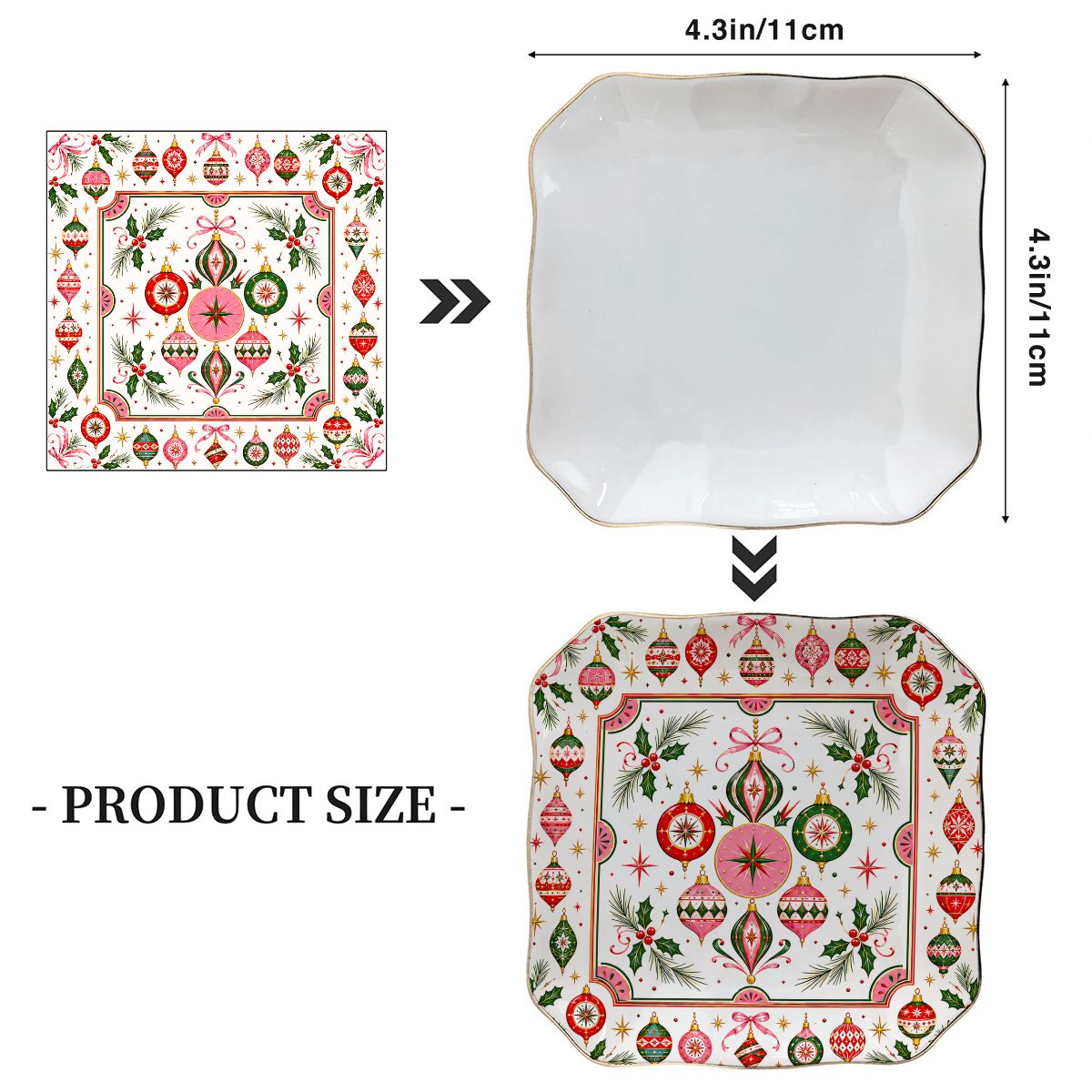 Shiny Brite Vintage Nostalgic Christmas Scalloped Ceramic Mahjong Dice Tray