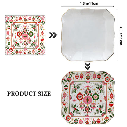 Shiny Brite Vintage Nostalgic Christmas Scalloped Ceramic Mahjong Dice Tray
