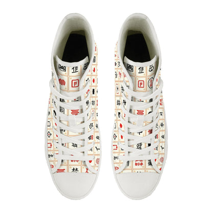 Mahjong Designed Hip Men's High Top Canvas Sneakers - Splash of Color Co.