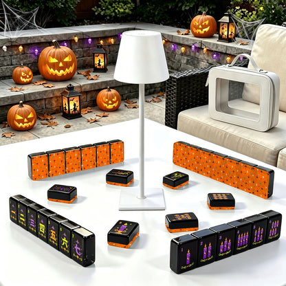 The Mod Mash Pumpkin Hex Halloween Mahjong Tiles And Carry Case