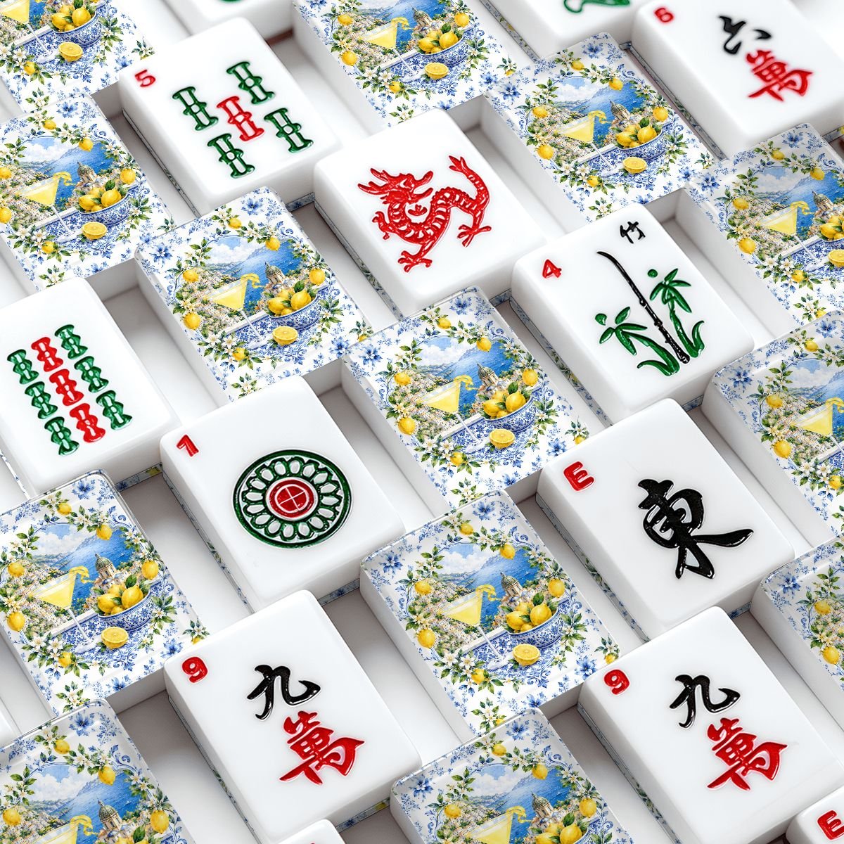 Lemondrops On The Amalfi American Mahjong Tiles And Carry Case - Splash Of Mahj And Color Co.