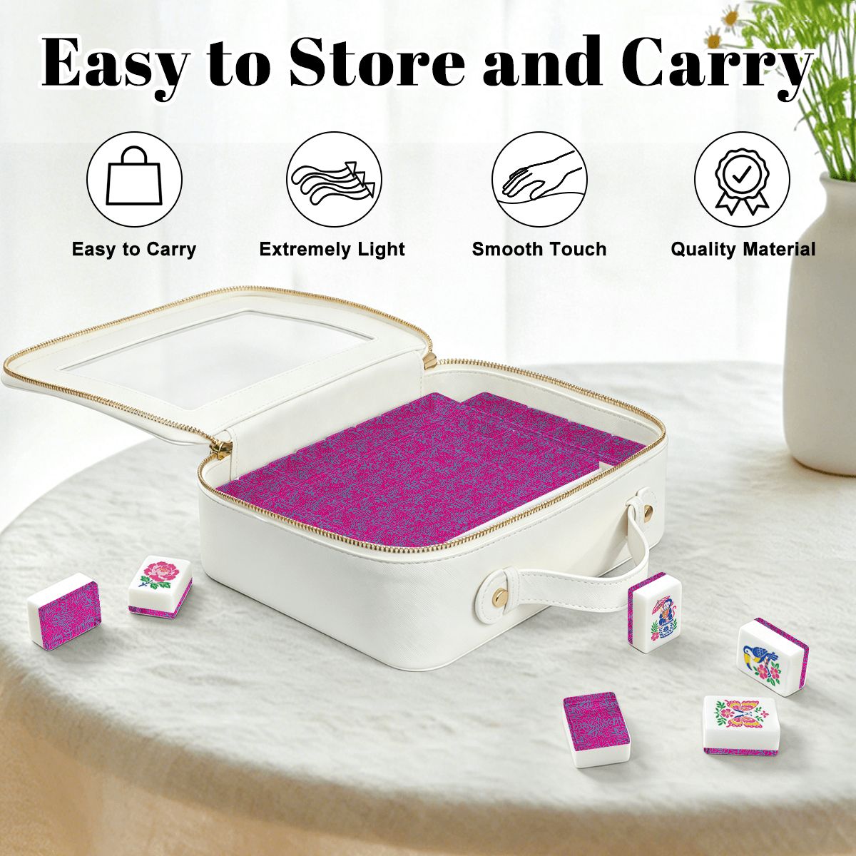Hot Fuchsia American Mahjong Pastel Chinoiserie Tiles