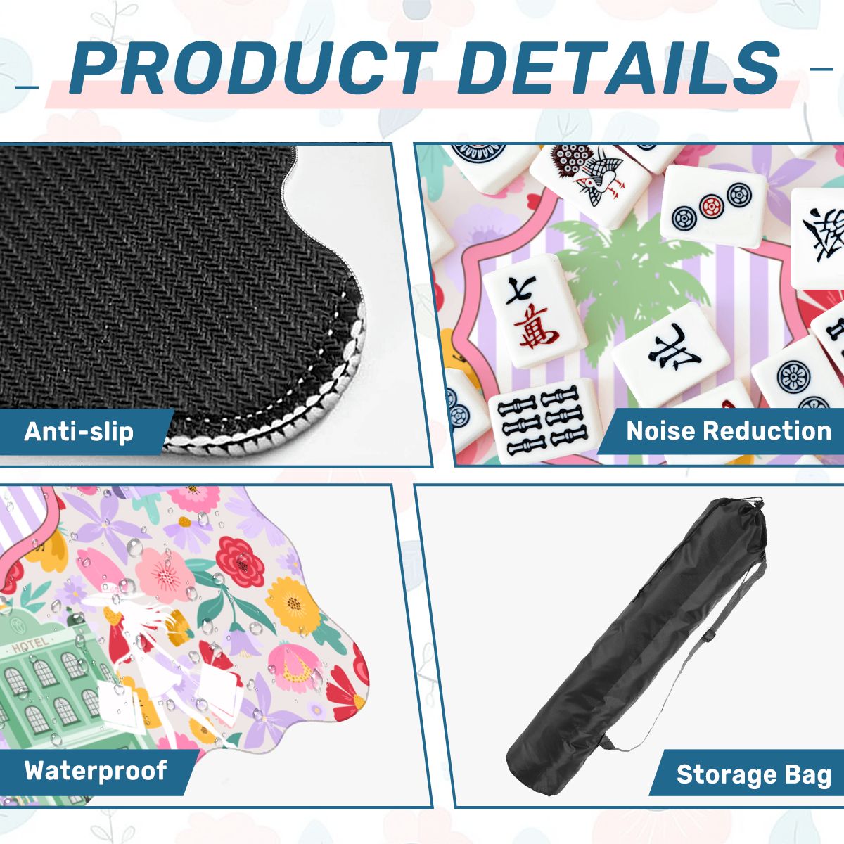 Charleston South Carolina Mahjong Whimsical Scalloped Mahjong Mat - Splash of Color Co.