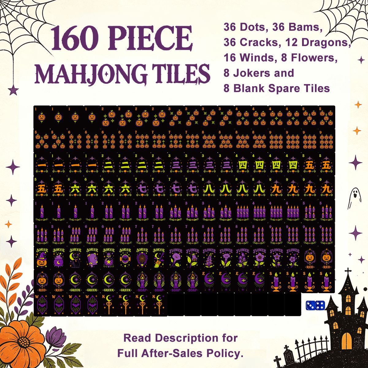 The Mod Mash Pumpkin Hex Halloween Mahjong Tiles And Carry Case