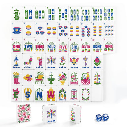 Passion Pink Hibiscus Floral Garden Mahjong Tiles And Carry Case