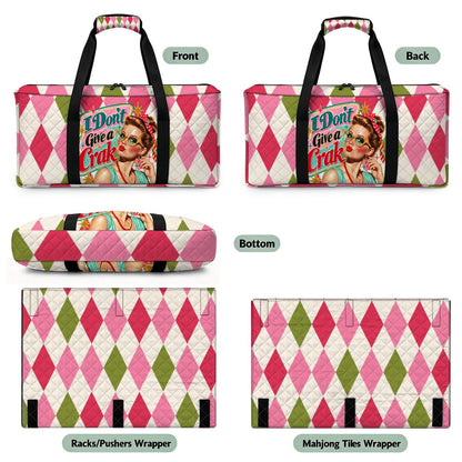Harlequin Designed Funny I Don't Give A Crak Quilted Mahjong Bag Set 3 Pcs - Splash Of Mahj And Color Co.