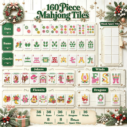 Merry Mahj Western Christmas Mahjong Tiles And Carry Case