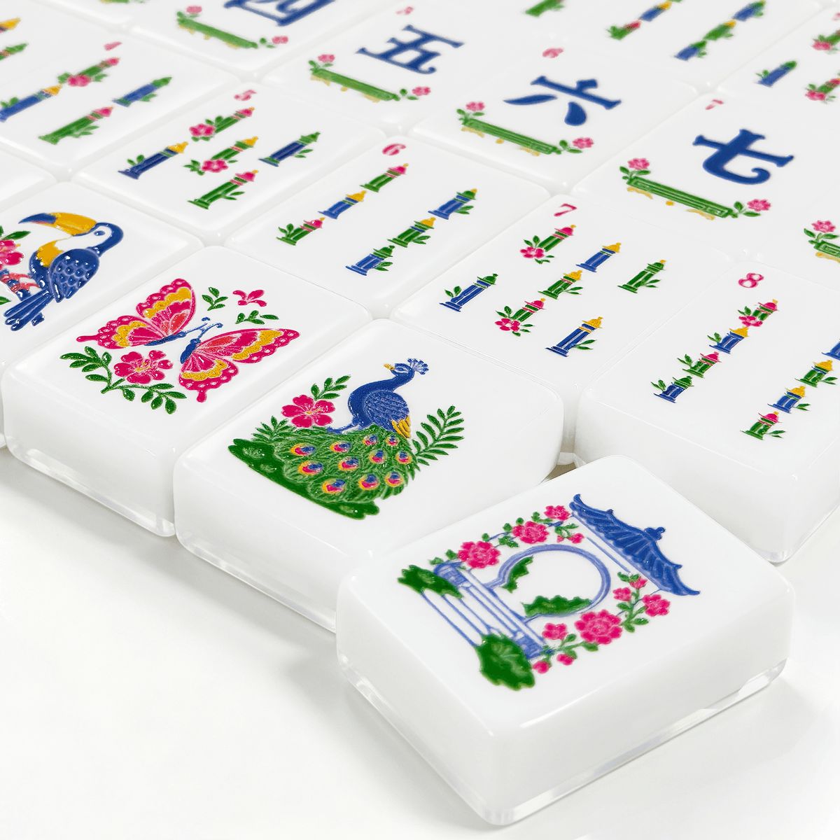 Orange Marbled Chinoiserie American Mahjong Tiles And Carry Case - Splash Of Mahj And Color Co.