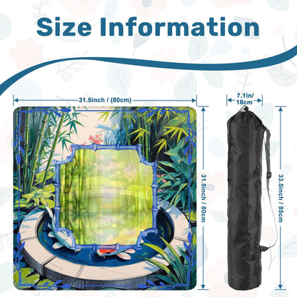 Mahjong Mat Japanese Koi Pond Asian Garden Zen Blue, Green Elegant Mahj Mat