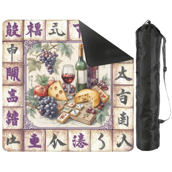 Mahjong Wine Mat, Cheese And Wine Mahj Night Game Mat - Splash of Color Co.