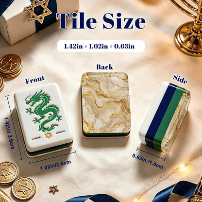 Gold Marbled Glitz Hanukkah Mahjong Tiles And Carry Case - Splash Of Mahj And Color Co.