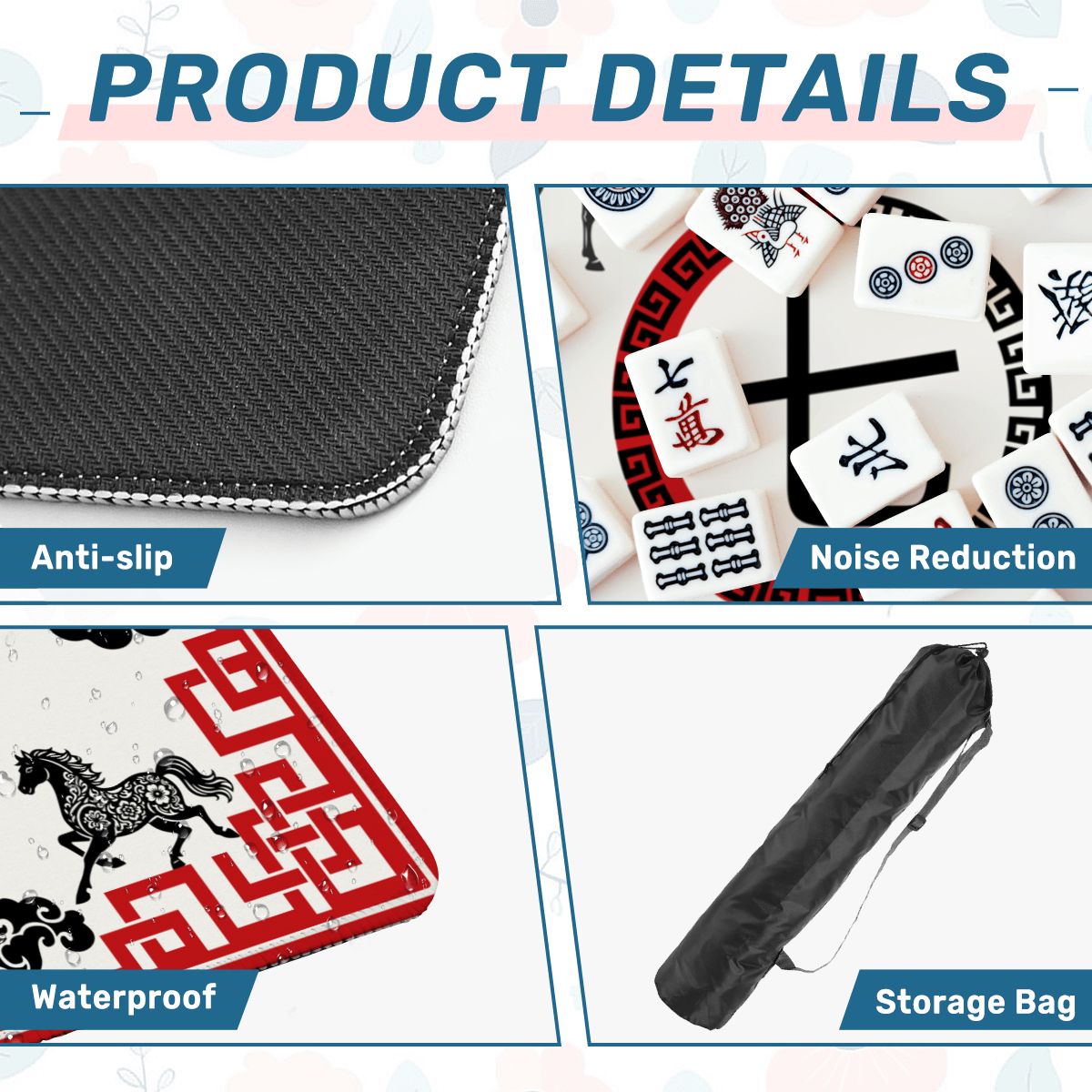 Lucky Qi Asian Mahjong Mat - Splash of Color Co.