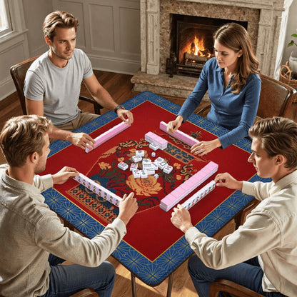 Chinoiserie Ginger Jar Faux Needlepoint Mahjong Mat - Splash of Color Co.