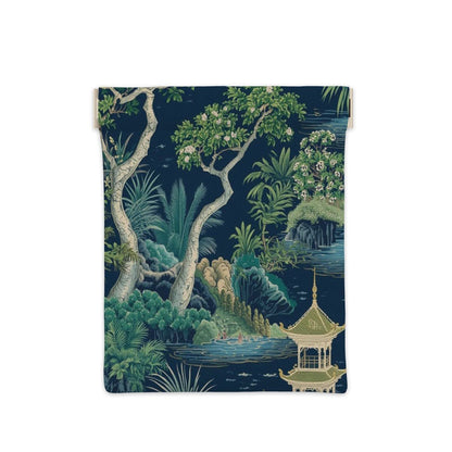 Chinoiserie Pagoda Garden Mahjong Leather Coin Dice Purse - Splash of Color Co.