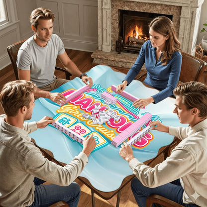 Mahjong Girls Cruise, Scalloped Mahjong Mat - Splash of Color Co.