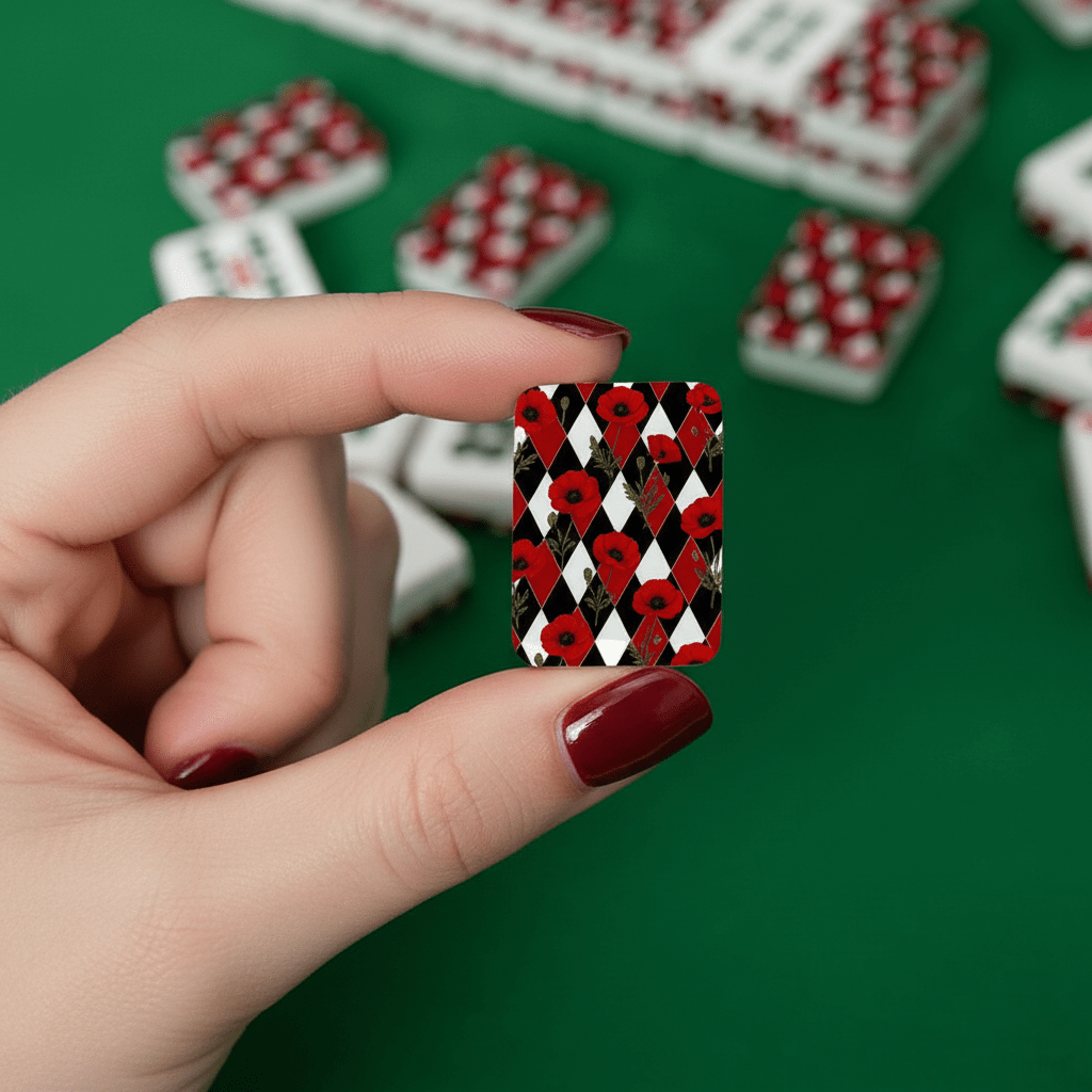Harlequin Romance Red Poppy Play American Mahjong Tiles And Carry Case - Splash Of Mahj And Color Co.