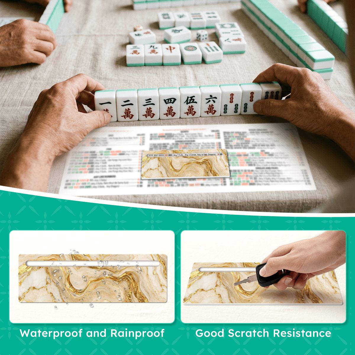 Gold Gilded Marbled Mahjong Line Reader 4 Pack - Splash Of Mahj And Color Co.