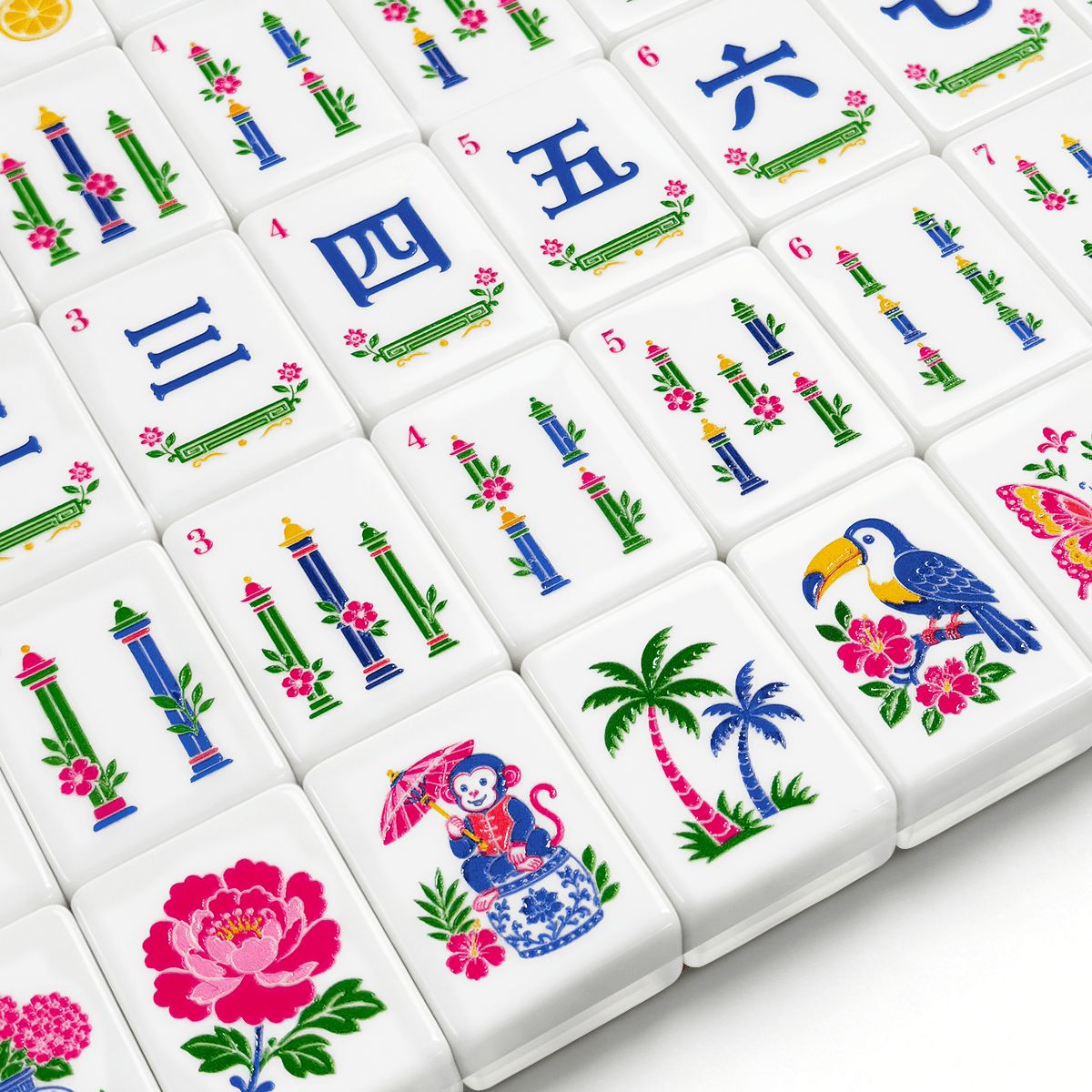 Snake Skin Green Chinoiserie American Mahjong Tiles And Carry Case