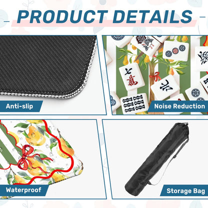 Mahjong Christmas Mat, Partridge In A Pear Tree, Watercolor Lemons, Green Preppy Striped - Splash of Color Co.