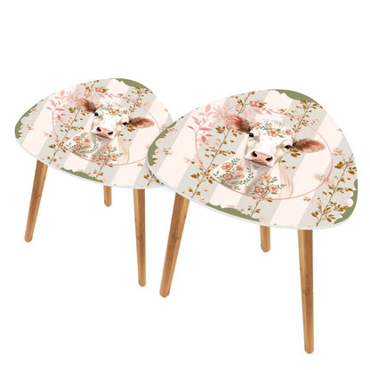 Country Farmhouse, Floral Cow Preppy Garden Room Modern Boho Nesting Tables - Splash of Color Co.