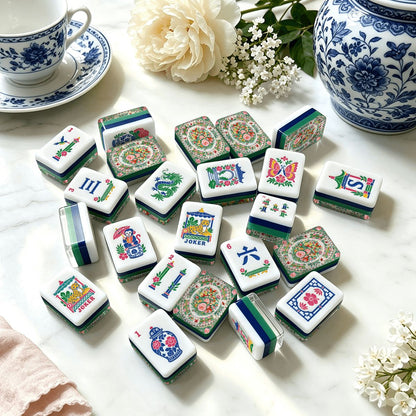 Famille Rose Chinoiserie Chic American Mahjong Tiles And Carry Case - Splash Of Mahj And Color Co.