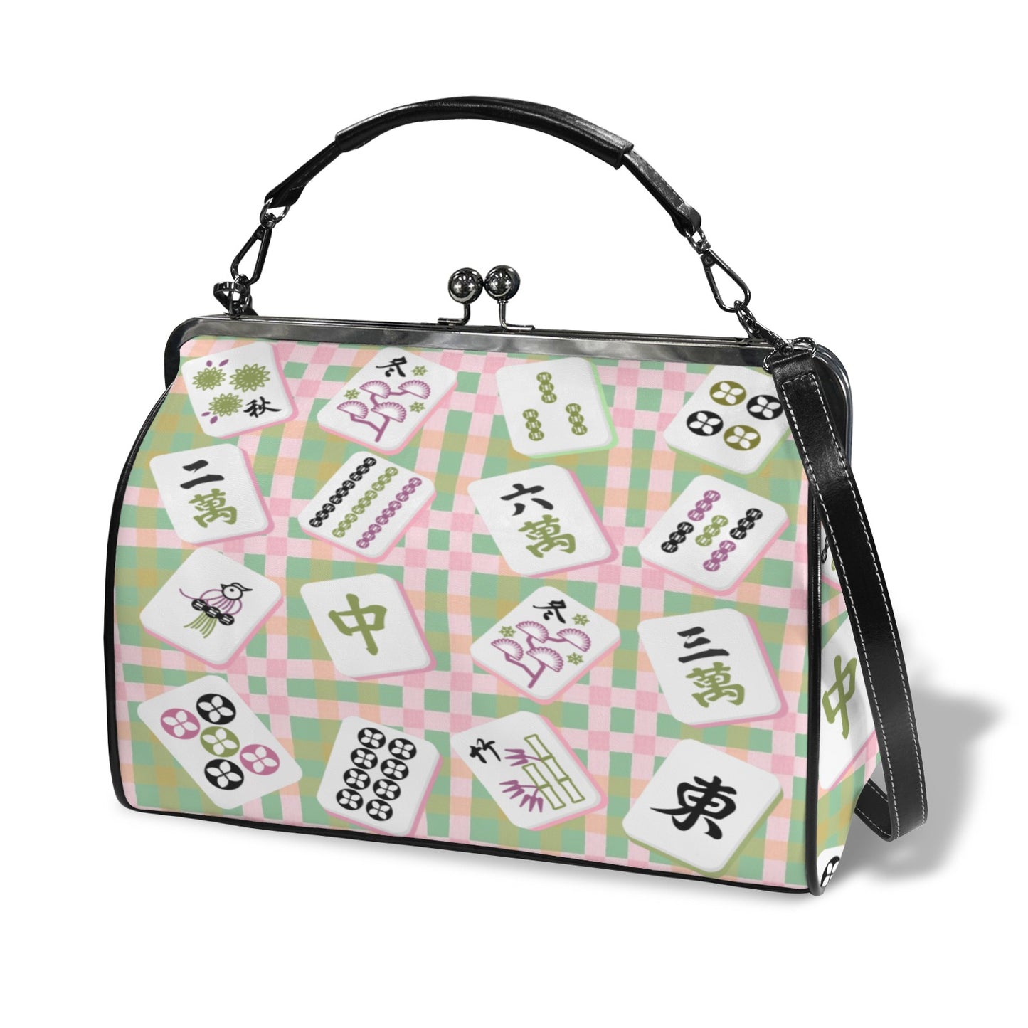 Mahjong Preppy Pastel Modern Kisslock Trendy Shoulder Bag Kisslock Crossbody Shoulder Bag - Splash of Color Co.