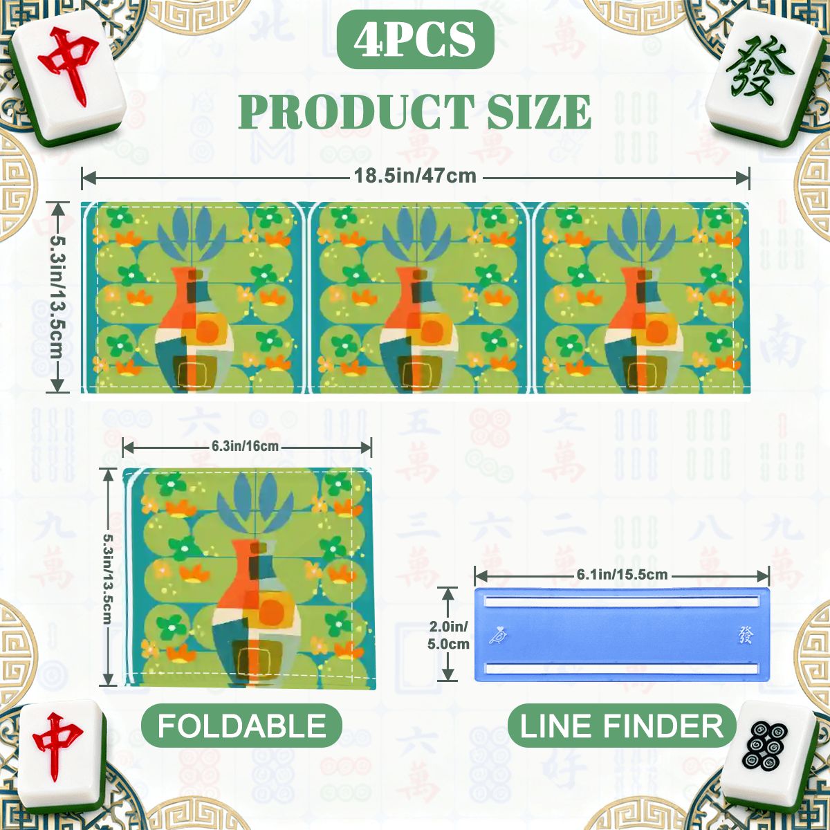 The Modern Four Seasons Mahjong 4 Piece Mahjong Cover And Line Finder - Splash of Color Co.